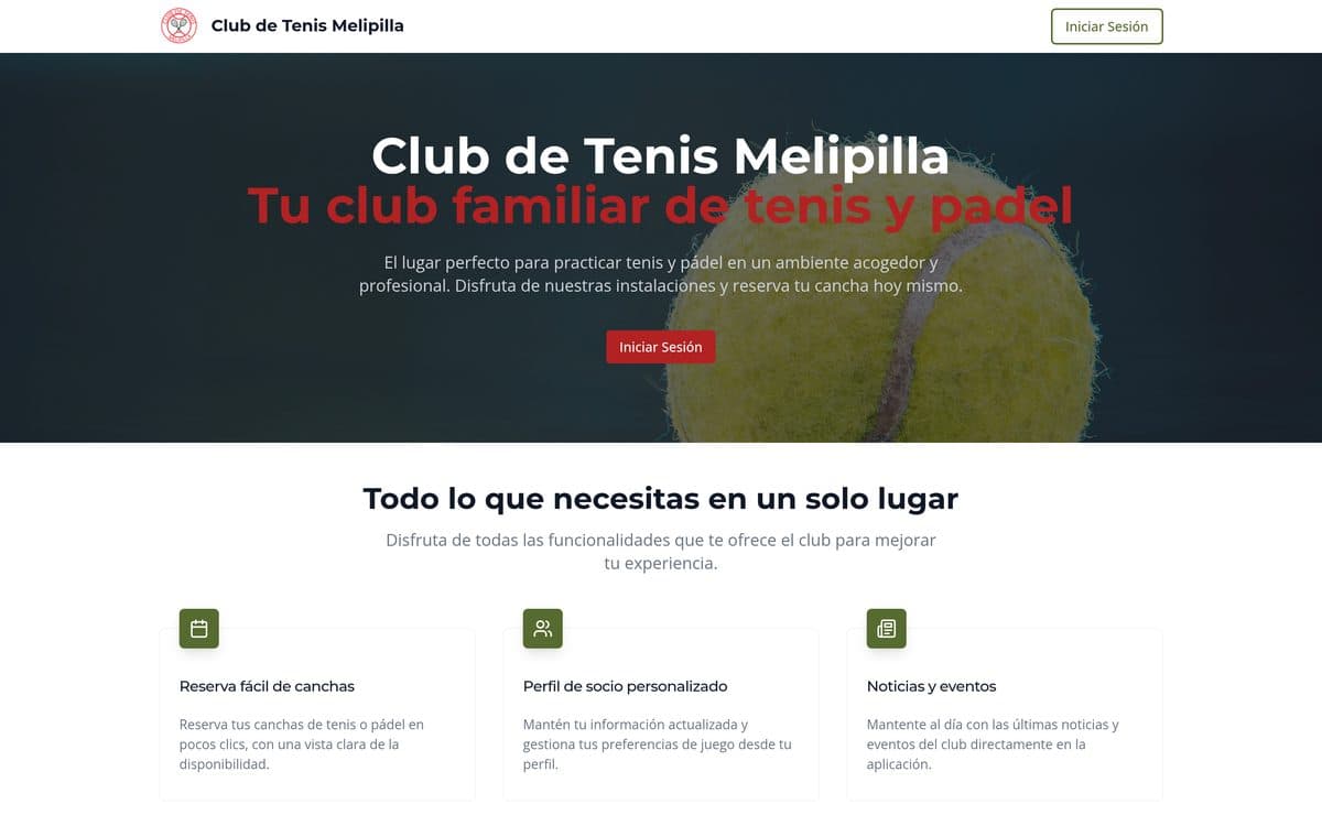Captura de pantalla de Club de Tenis Melipilla